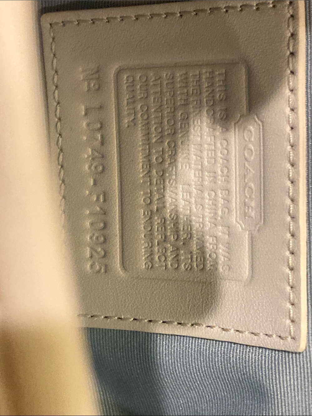 Coach Light Blue and White Signature Shoulder Bag with Silver Buckle - Picture 2 of 8